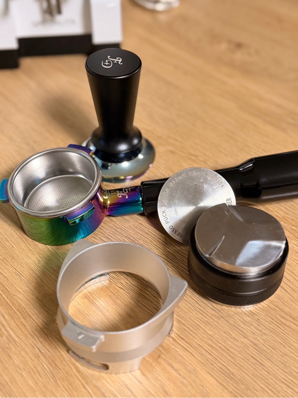 Espresso Portafilter Accessory Kit in Black and Rainbow